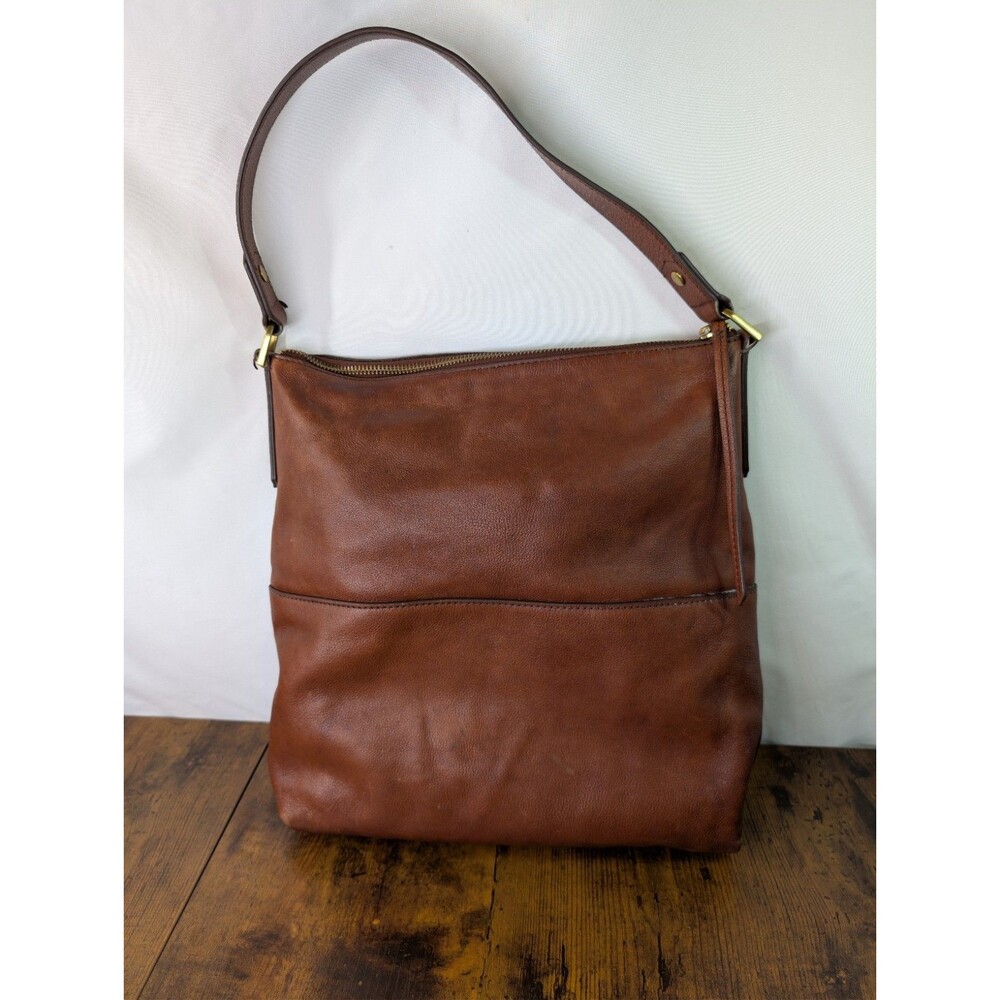 Fossil Charlotte Hobo Bag Brown Pebbled Leather Purse Adjustable Strap Brown - Picture 6 of 15